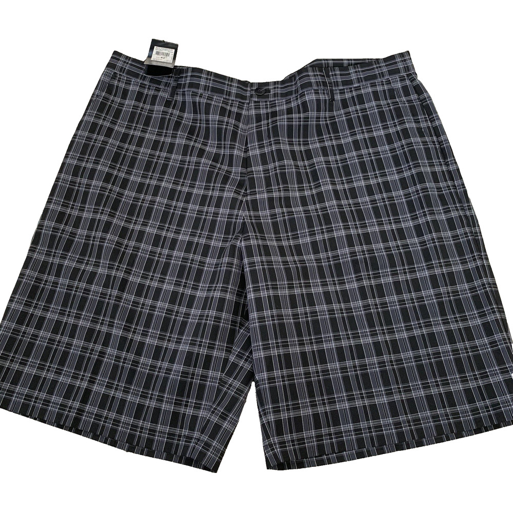 Adidas Shorts Mens Size 42 MCC Plaid Novelty Golf Black /Precinct Flat Front NEW